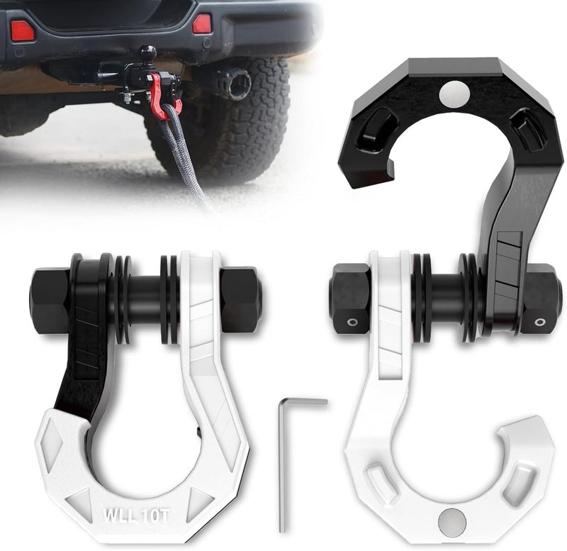 AMBULL 3/4" D Ring Separate Shackles, 52,910lbs Break Strength Easy Open Towing Winch Shackles, Heavy Duty Shackles with 7/8" Screw Pin for Tow Strap Winch Off Road Vehicle Recovery (Blackwhite) - Image 1